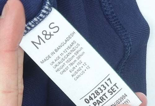 Marks and Spencer Boys Blue Cotton Sleeveless Tank Top 11-12 Years