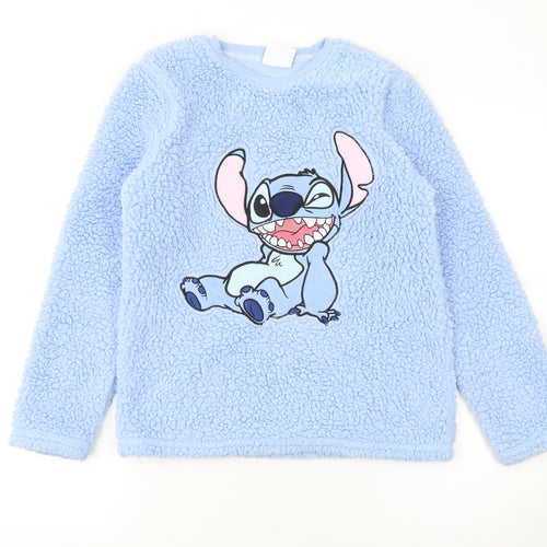 Disney Girls Blue Stitch Fleece Long Sleeve Pyjama Top 11-12 Years