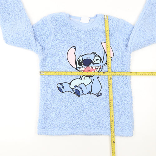 Disney Girls Blue Stitch Fleece Long Sleeve Pyjama Top 11-12 Years