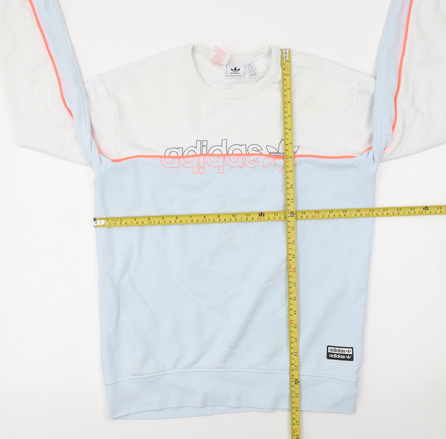 adidas Boys Blue & White Colourblock Crew Neck Sweatshirt 13-14 Years