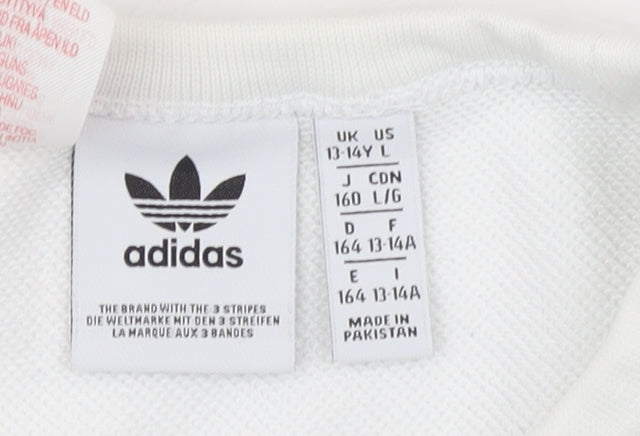 adidas Boys Blue & White Colourblock Crew Neck Sweatshirt 13-14 Years