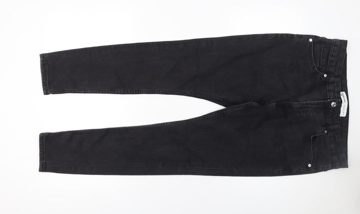 Bershka Men Black Slim Fit Skinny Jeans 32in Waist Dark Denim