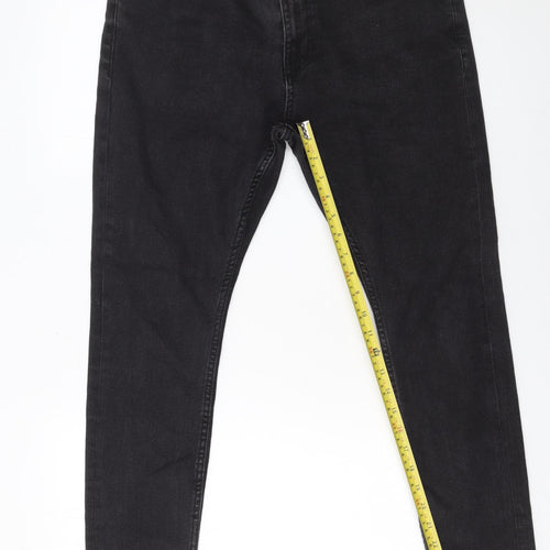 Bershka Men Black Slim Fit Skinny Jeans 32in Waist Dark Denim