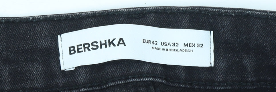 Bershka Men Black Slim Fit Skinny Jeans 32in Waist Dark Denim