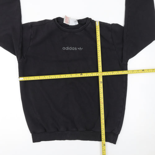 Adidas Boys Black Logo Pullover Sweatshirt XL 15-16 Years Fleece