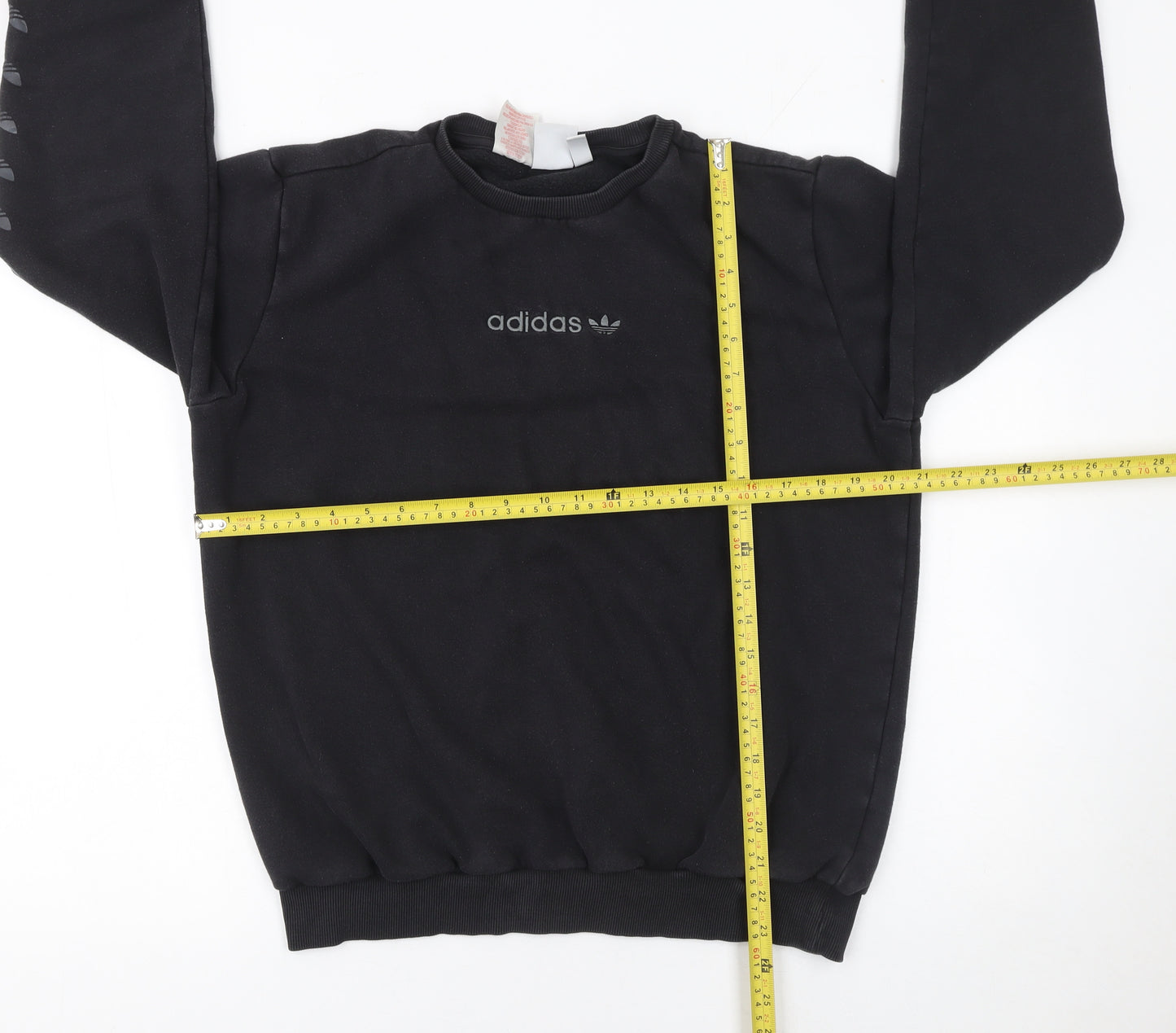 Adidas Boys Black Logo Pullover Sweatshirt XL 15-16 Years Fleece