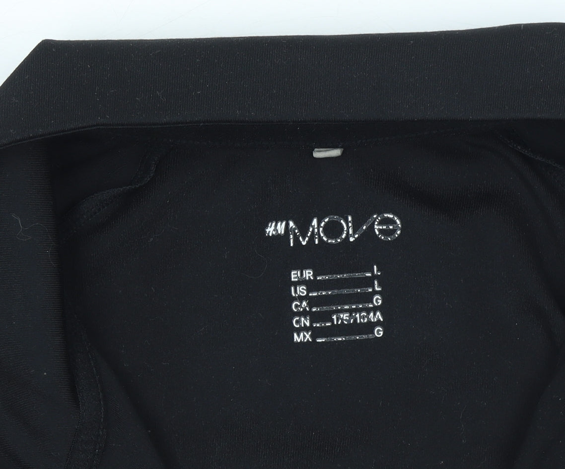 H&M Move Womens Black Track Jacket Size 14 Slim Fit Full Zip