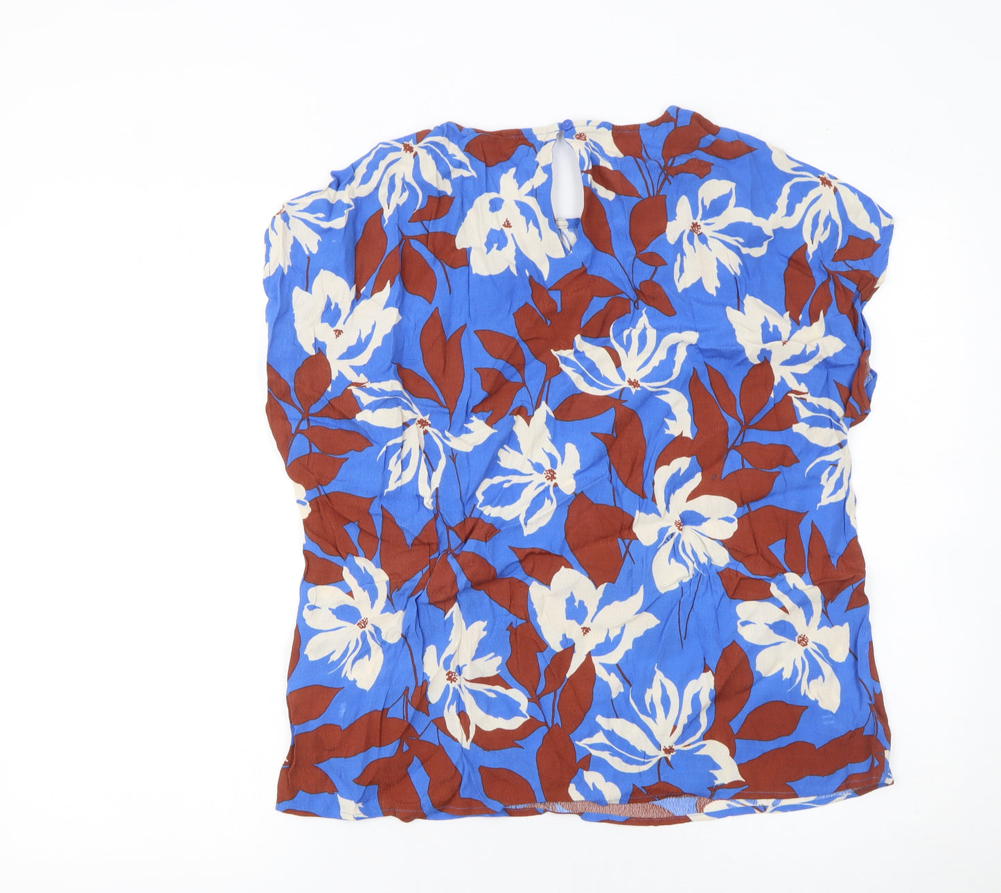 Vero Moda Women's Blue Floral Viscose Blouse Size M Short Sleeve