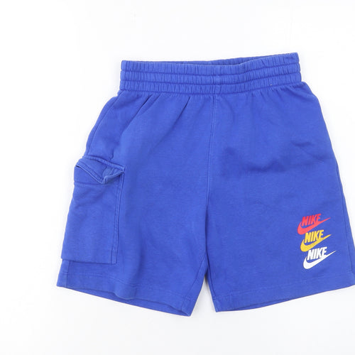 Nike Boys Blue Sweat Shorts M 137-147cm Elastic Waist Activewear