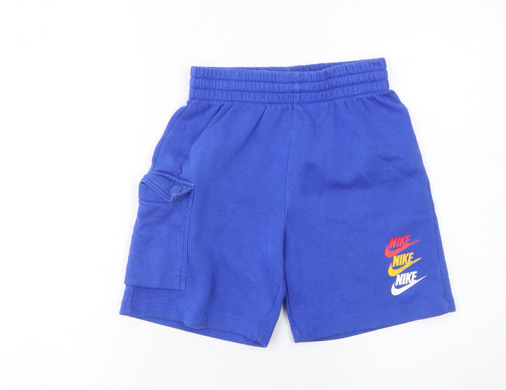Nike Boys Blue Sweat Shorts M 137-147cm Elastic Waist Activewear