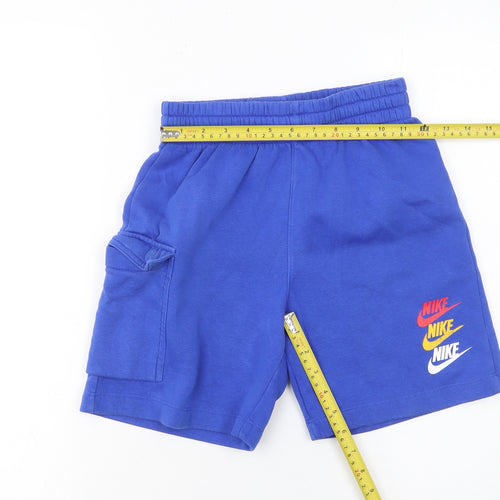 Nike Boys Blue Sweat Shorts M 137-147cm Elastic Waist Activewear
