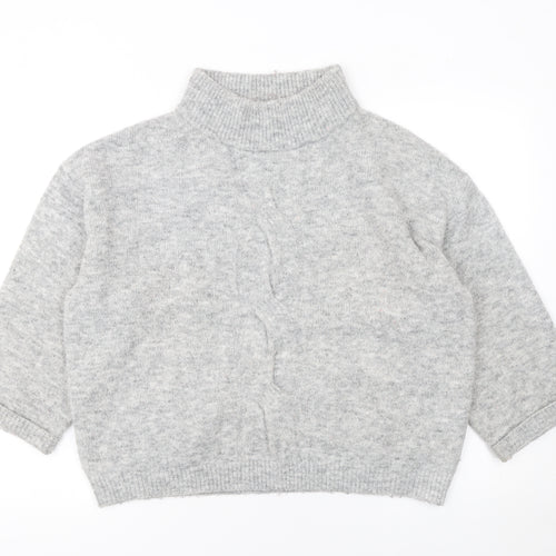 Opus Womens Grey Mock Neck Knit Pullover Jumper Size 12