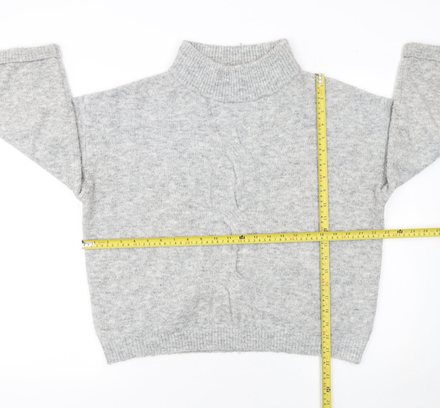 Opus Womens Grey Mock Neck Knit Pullover Jumper Size 12