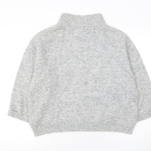 Opus Womens Grey Mock Neck Knit Pullover Jumper Size 12