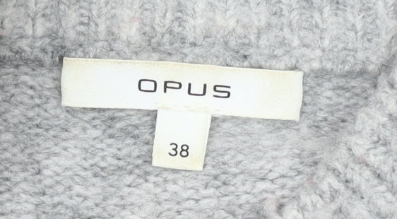 Opus Womens Grey Mock Neck Knit Pullover Jumper Size 12