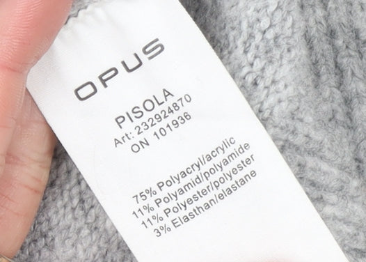 Opus Womens Grey Mock Neck Knit Pullover Jumper Size 12