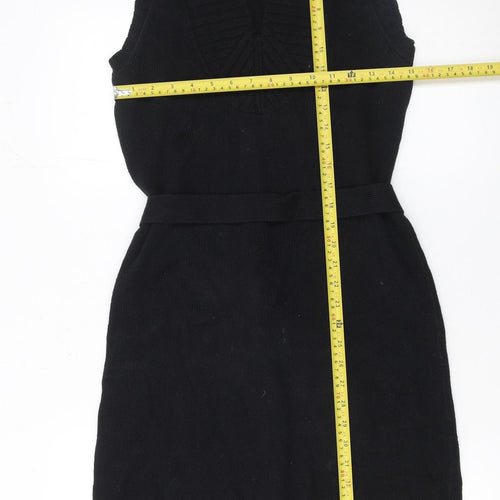 Planet Women Black Knit Sleeveless Belted Sweater Dress Size S