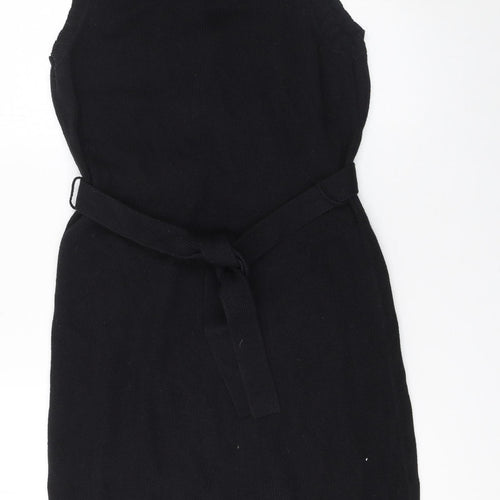 Planet Women Black Knit Sleeveless Belted Sweater Dress Size S