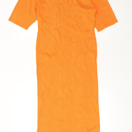 Little Mistress Womens Orange XL Bodycon Knit Midi Dress