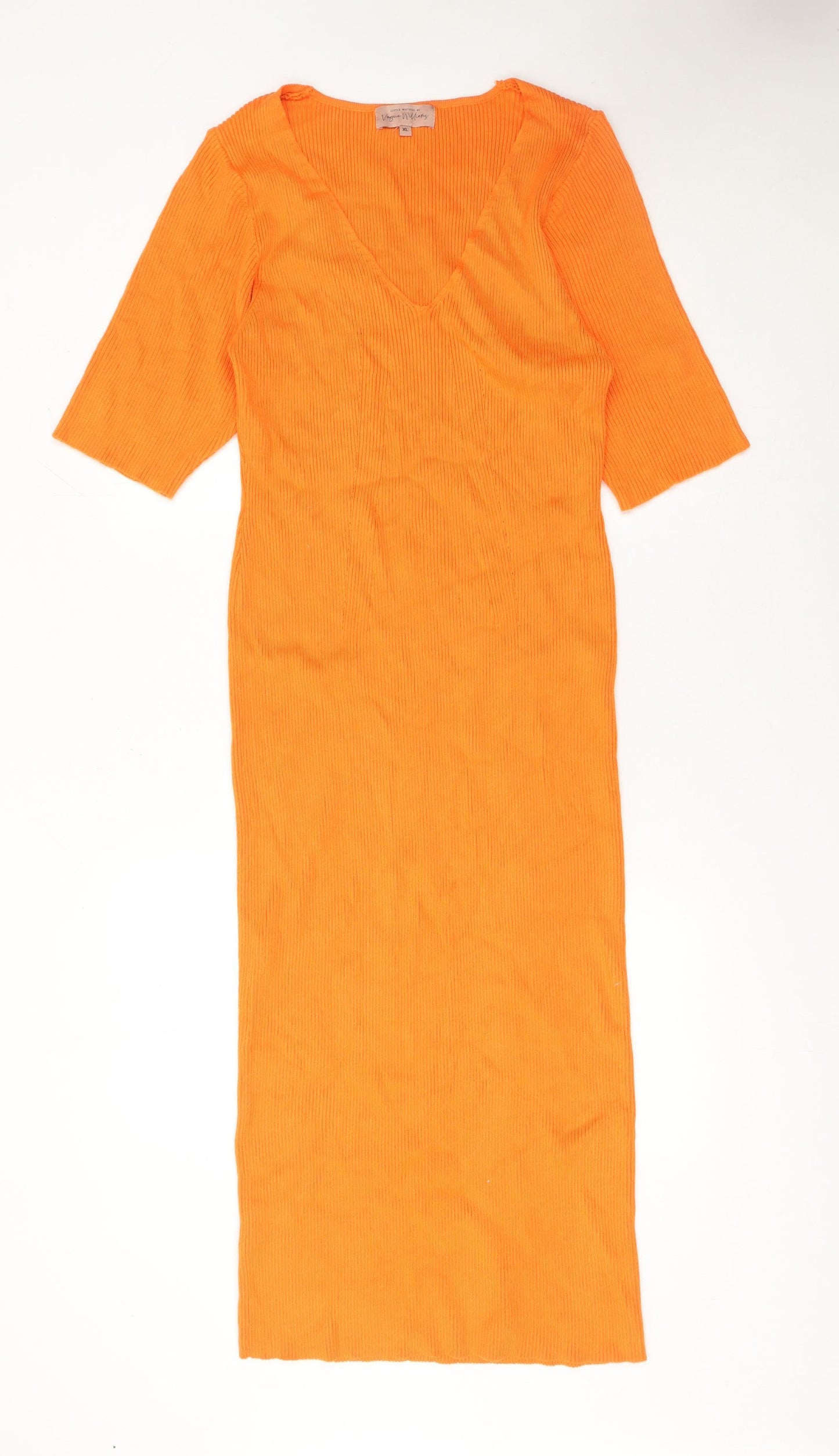 Little Mistress Womens Orange XL Bodycon Knit Midi Dress