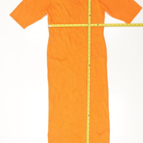 Little Mistress Womens Orange XL Bodycon Knit Midi Dress