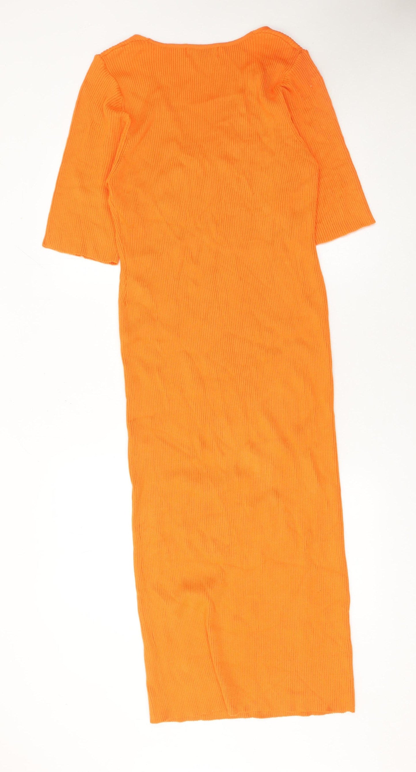 Little Mistress Womens Orange XL Bodycon Knit Midi Dress