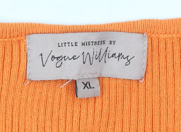 Little Mistress Womens Orange XL Bodycon Knit Midi Dress