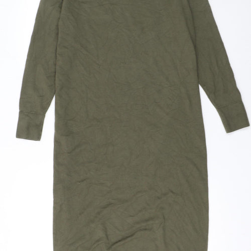 MNG Women's Green XS Knit High Neck Long Sleeve Sweater Dress