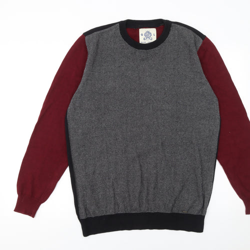 Guide London Mens Multicoloured Cotton Crew Neck Jumper Size L