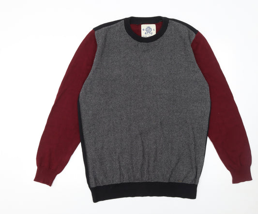 Guide London Mens Multicoloured Cotton Crew Neck Jumper Size L