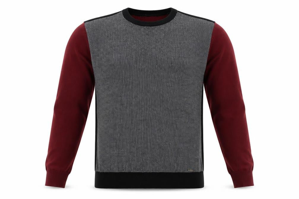 Front view of Guide London men’s multicoloured cotton crew neck jumper, size L