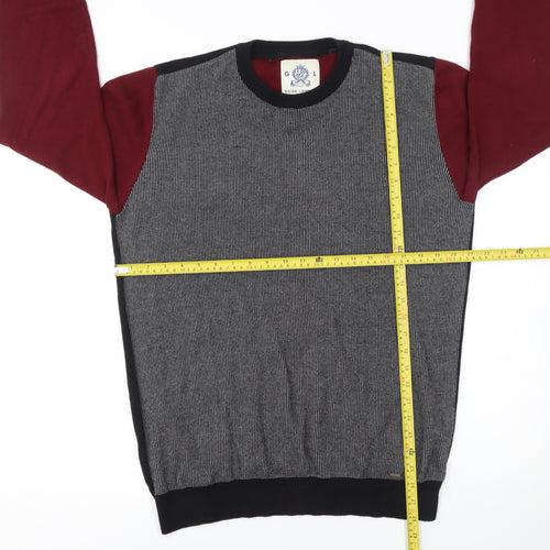 Guide London Mens Multicoloured Cotton Crew Neck Jumper Size L