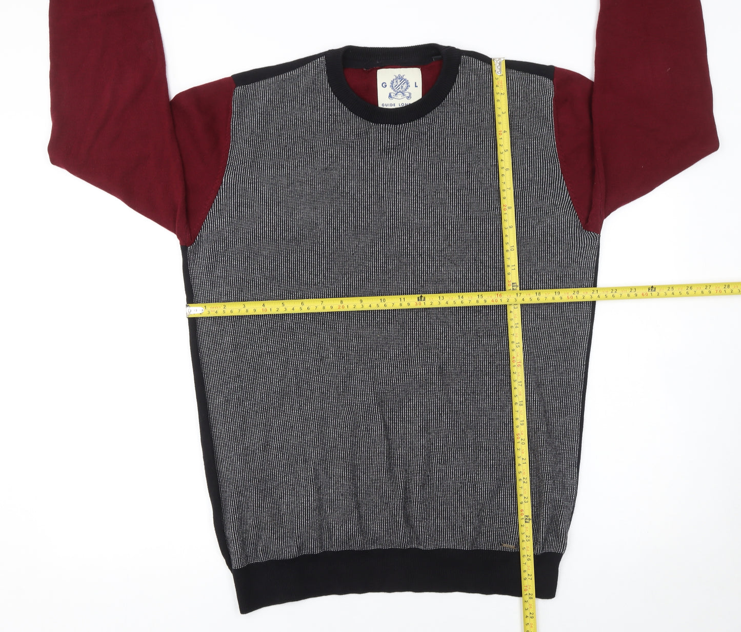 Guide London Mens Multicoloured Cotton Crew Neck Jumper Size L