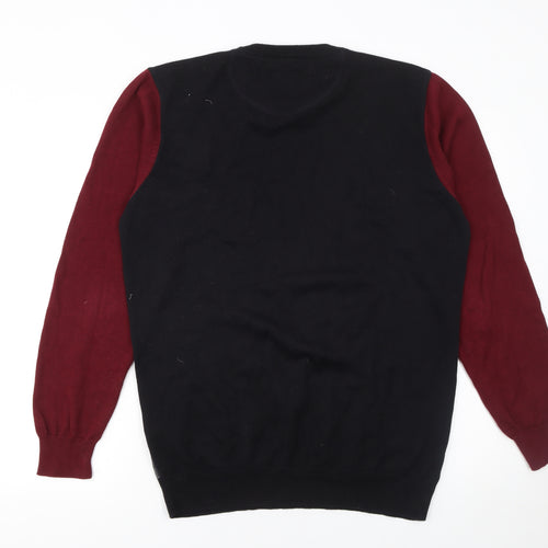 Guide London Mens Multicoloured Cotton Crew Neck Jumper Size L