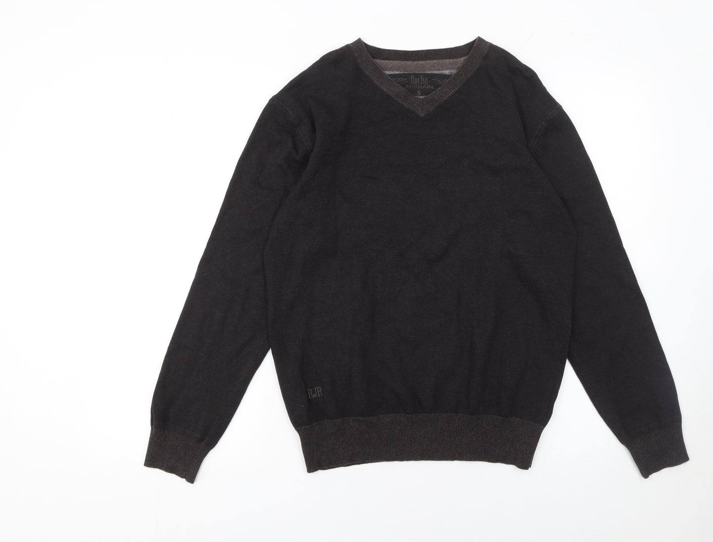 Rocha John Rocha Men’s Black Cotton V-Neck Jumper Size S
