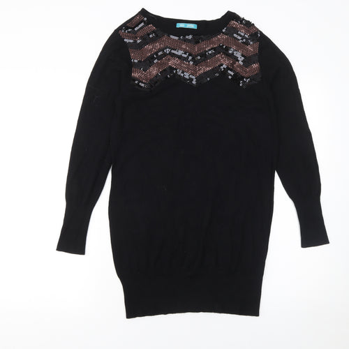 Marks and Spencer Women Black Sequin Knit Petite Bodycon Dress Size 10