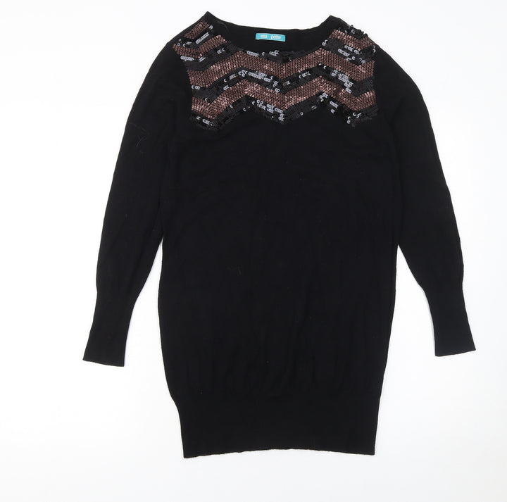 Marks and Spencer Women Black Sequin Knit Petite Bodycon Dress Size 10