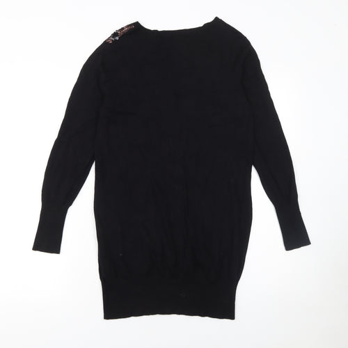 Marks and Spencer Women Black Sequin Knit Petite Bodycon Dress Size 10
