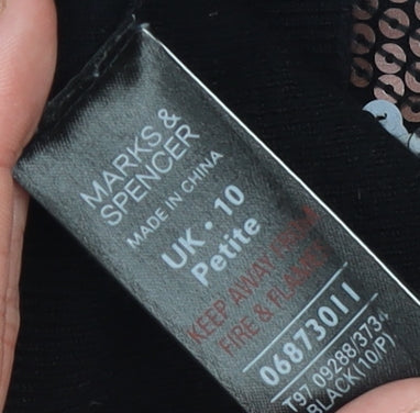 Marks and Spencer Women Black Sequin Knit Petite Bodycon Dress Size 10