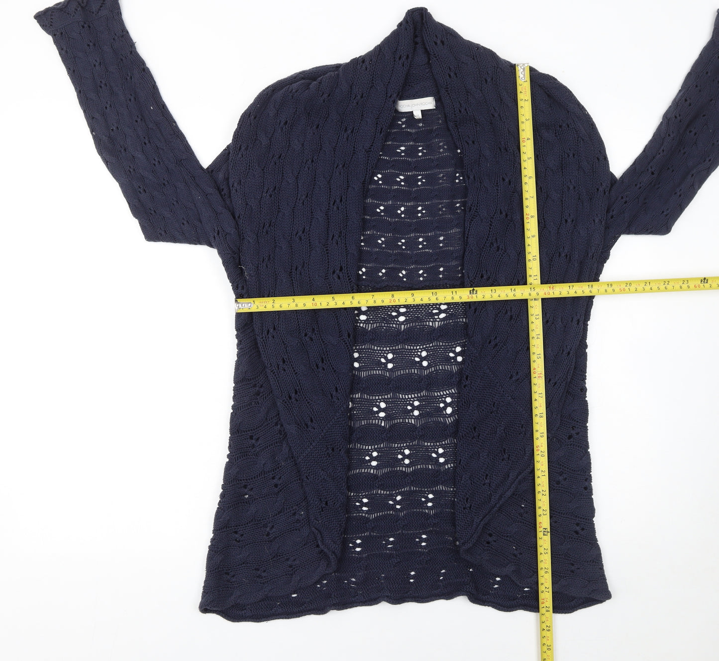 John Rocha Women's Blue Open Knit Cotton Cardigan Size 12