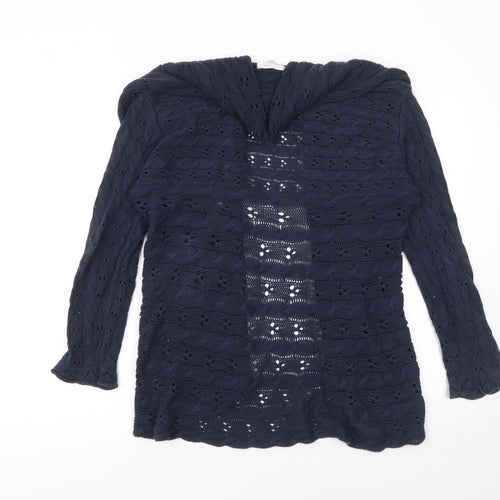 John Rocha Women's Blue Open Knit Cotton Cardigan Size 12