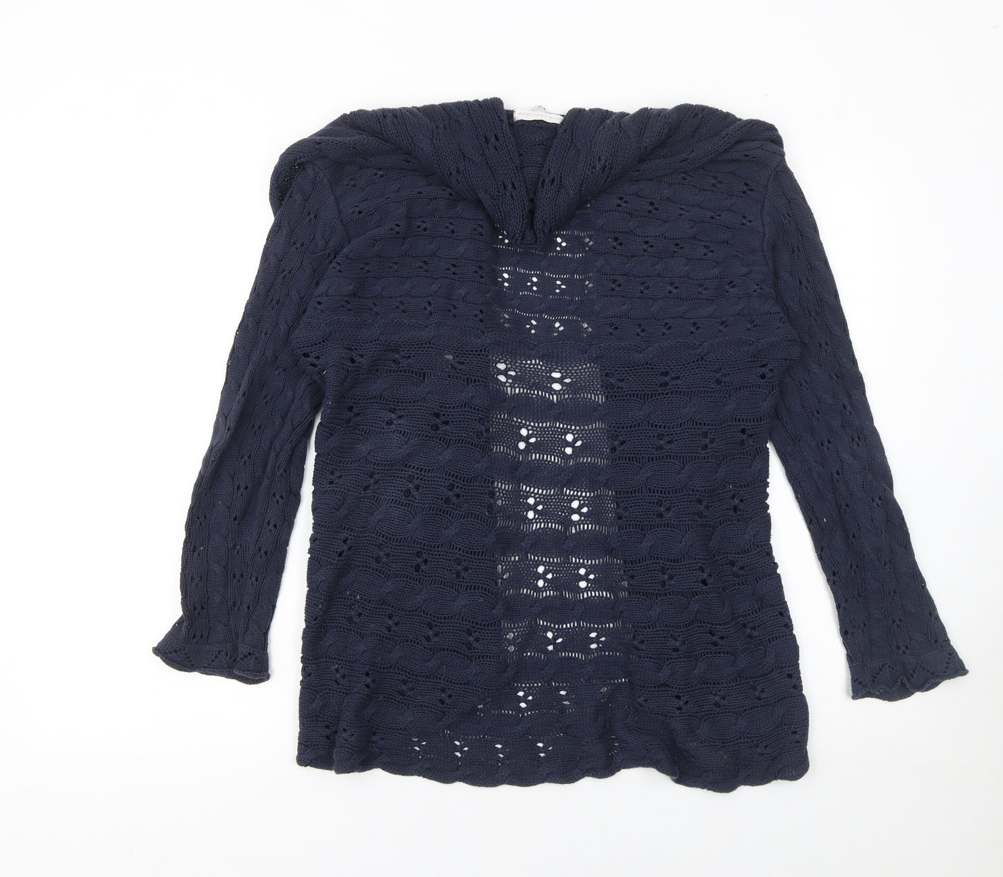 John Rocha Women's Blue Open Knit Cotton Cardigan Size 12