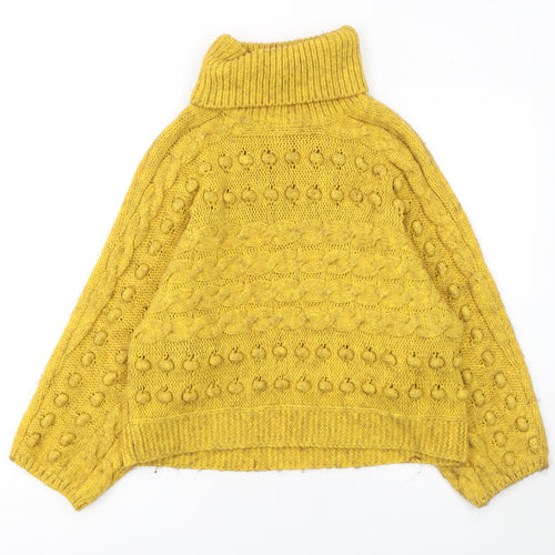Marks and Spencer Women’s Yellow Roll Neck Chunky Knit Jumper Size M