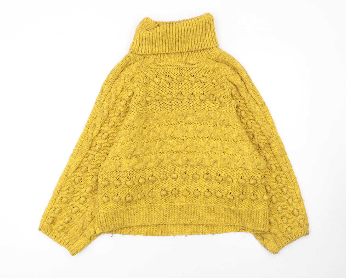 Marks and Spencer Women’s Yellow Roll Neck Chunky Knit Jumper Size M
