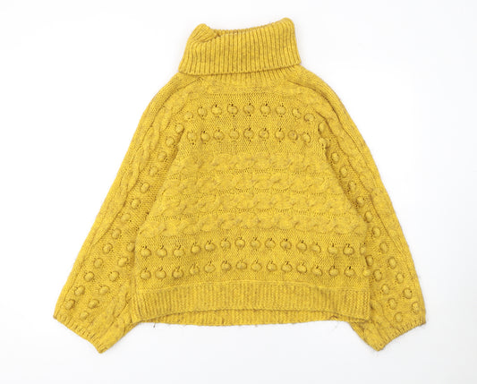 Marks and Spencer Women’s Yellow Roll Neck Chunky Knit Jumper Size M