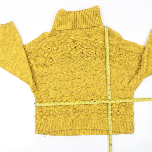 Marks and Spencer Women’s Yellow Roll Neck Chunky Knit Jumper Size M