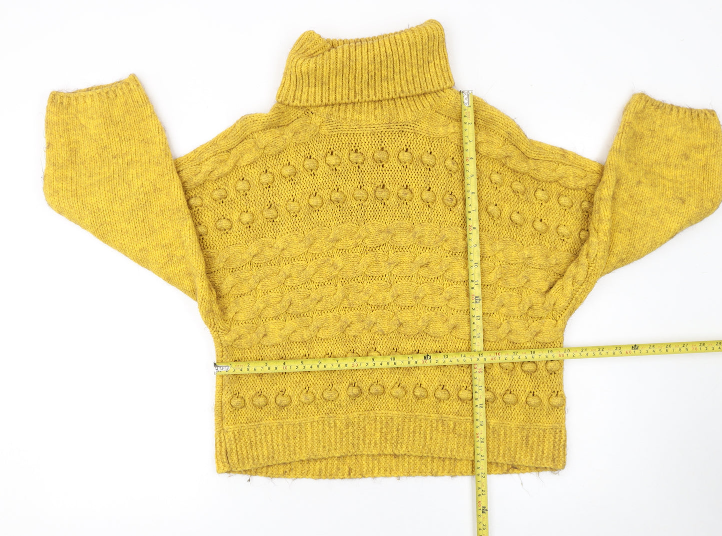Marks and Spencer Women’s Yellow Roll Neck Chunky Knit Jumper Size M