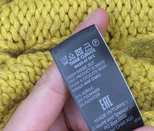 Marks and Spencer Women’s Yellow Roll Neck Chunky Knit Jumper Size M