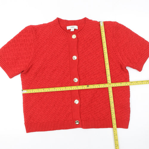 Marks and Spencer Women’s Red Short Sleeve Knit Cardigan M