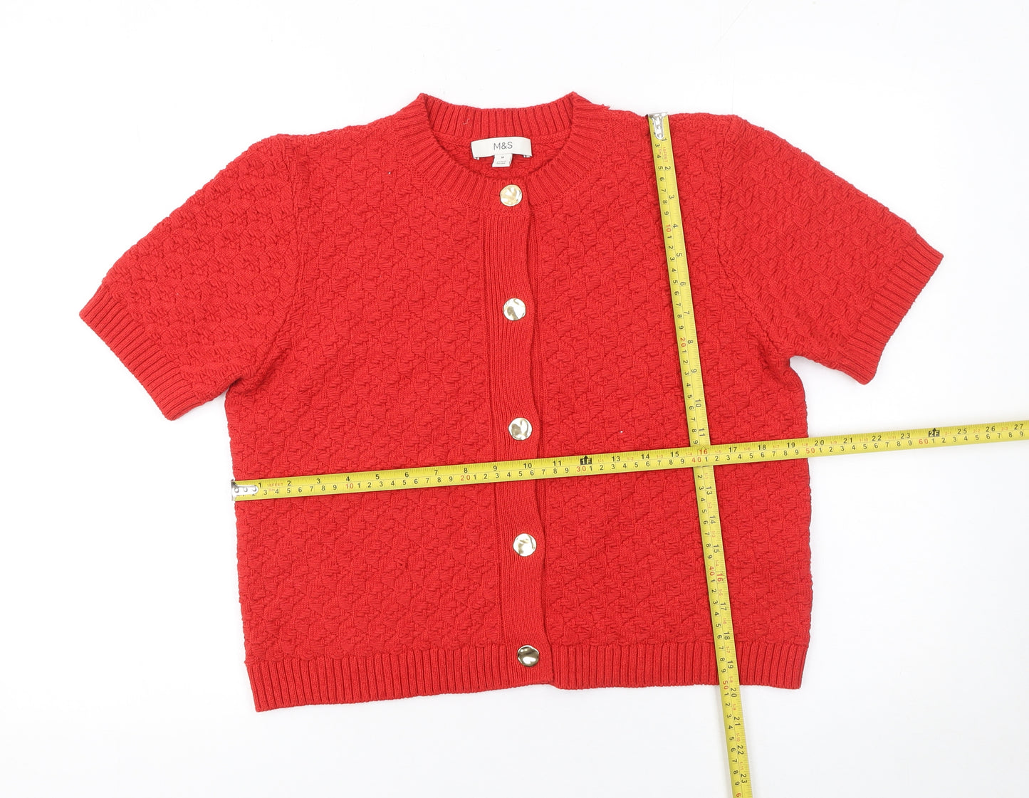 Marks and Spencer Women’s Red Short Sleeve Knit Cardigan M